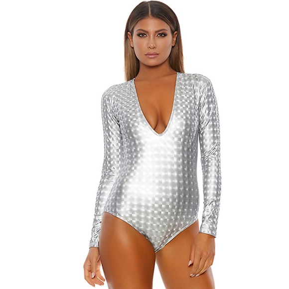 silver long sleeve bodysuit